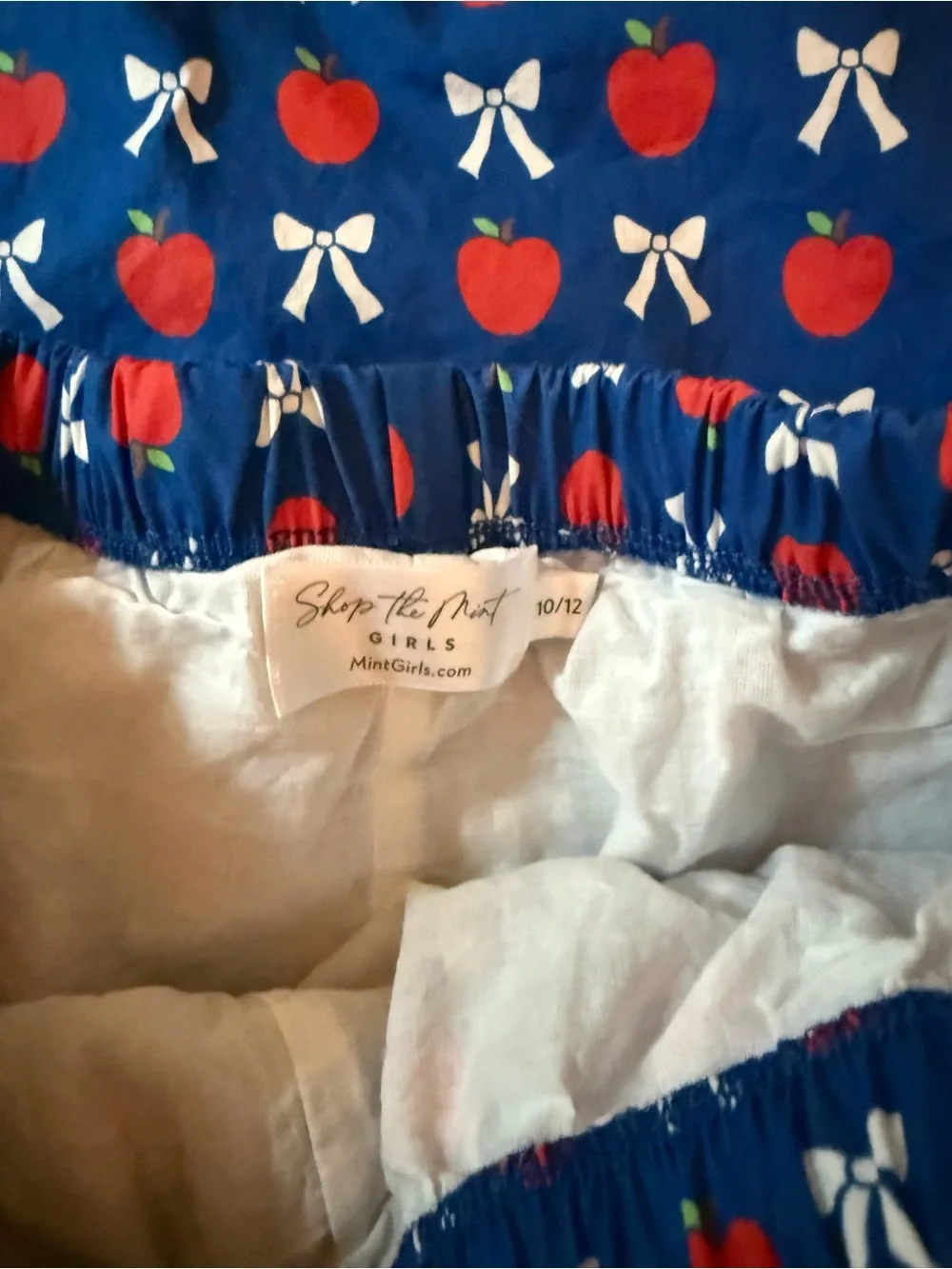 Girls Blue Apple-Print Scallop Set